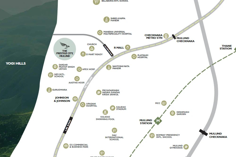 Prestige City Mulund offers premium 3 & 4 BHK residences at Prestige Forest Hills, a 30-acre integrated township with wide decks*, Yogi Hills views, and 50+ world-class amenities. Explore luxury living in Mulund.